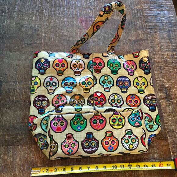 Consuela Grab N' Go Basic Sugar Skulls Tote Bag Everyday Yellow Retired Print - Picture 5 of 12